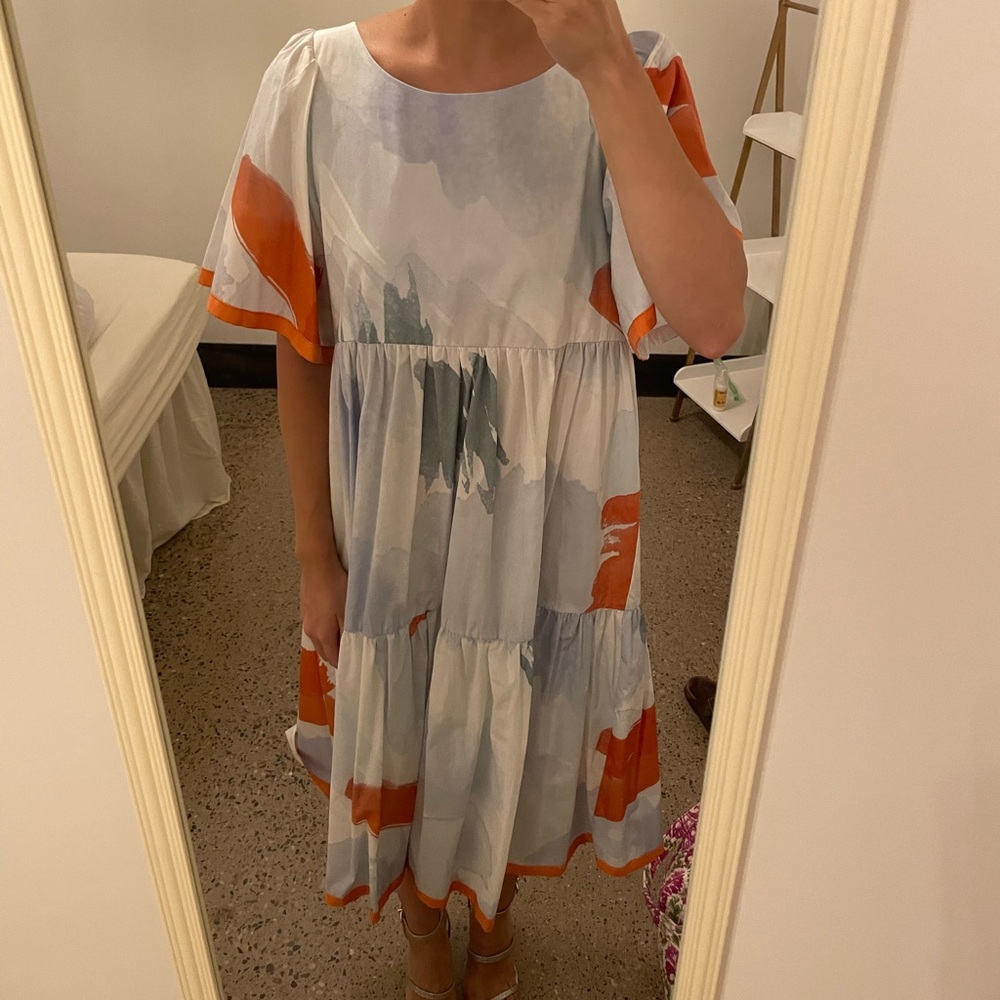 NWT Moutaki orange and blue sundress